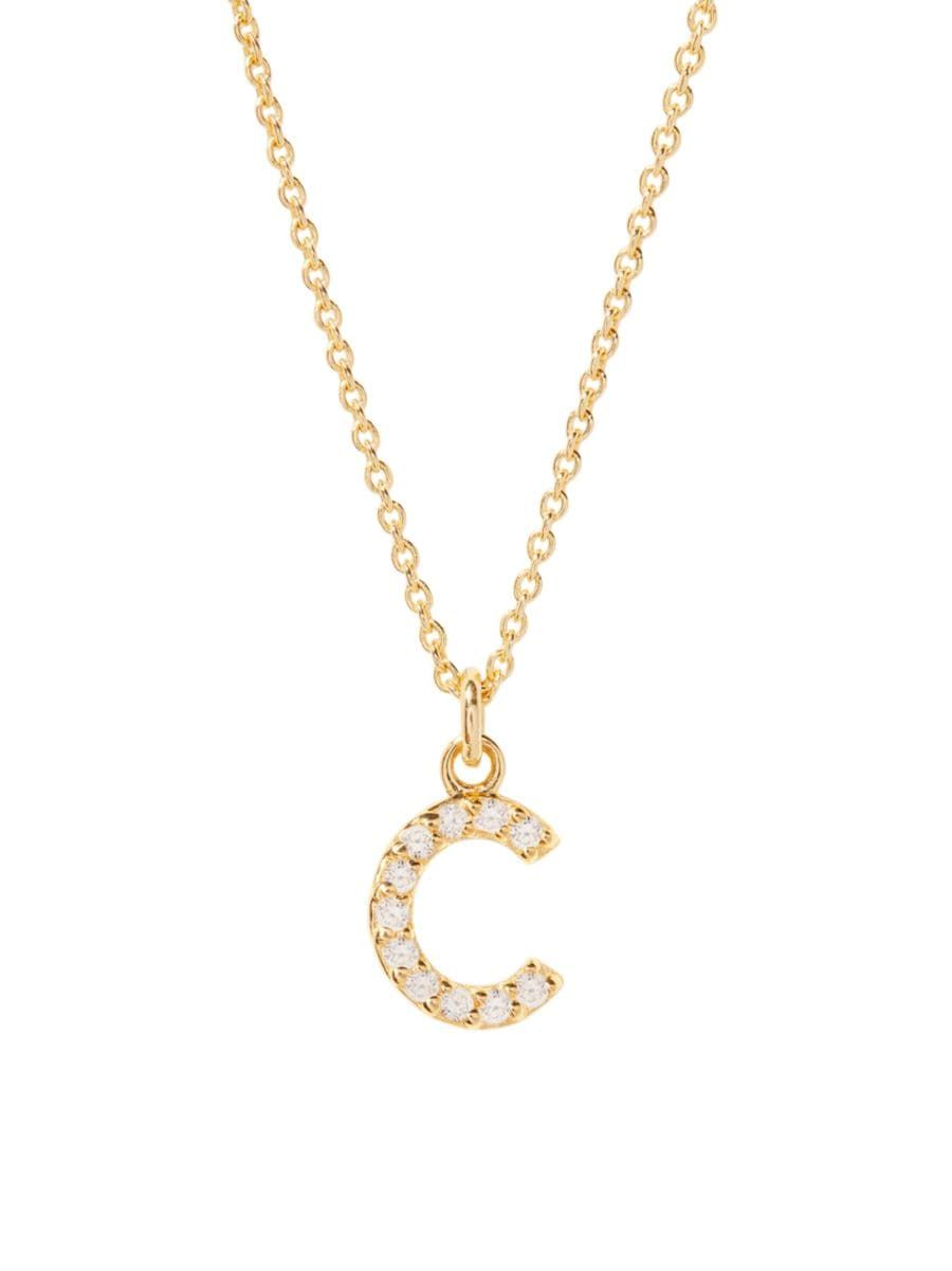 Blaire 14K-Yellow-Gold Vermeil & 0.3-0.11 TCW Diamond Initial Pendant Necklace | Saks Fifth Avenue