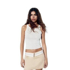 ZARA SHORTS SKIRT WITH DROP BELT GRAY/BEIGE SIZE S | 4661/419 | Poshmark