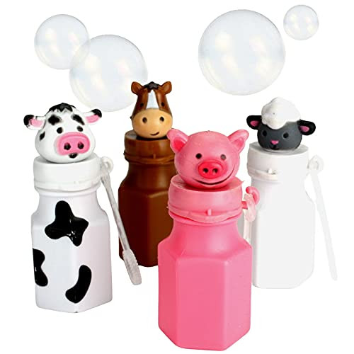 Fun Express Barnyard Bubble Bottles (Set of 12) Farm Animal Designs Include Horse, Sheep, Pig and Co | Amazon (US)