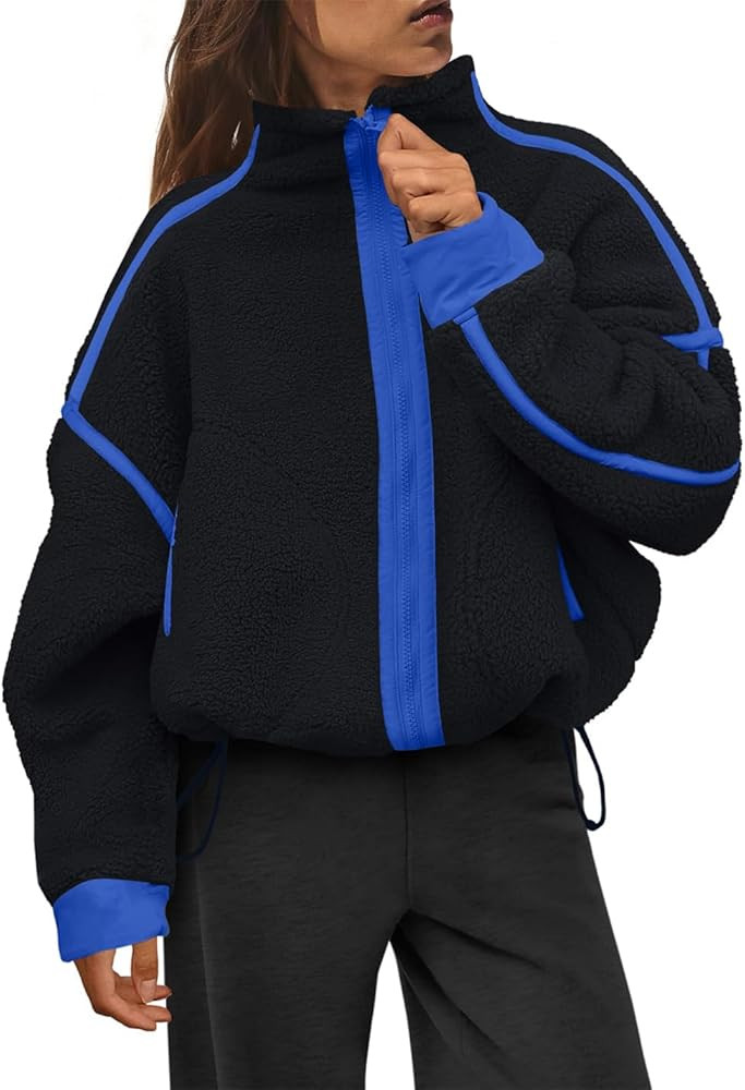 Womens Sherpa Fleece Jacket Zip Up Fuzzy Casual Oversized sweatshirts with Pockets Fall Winter Co... | Amazon (US)