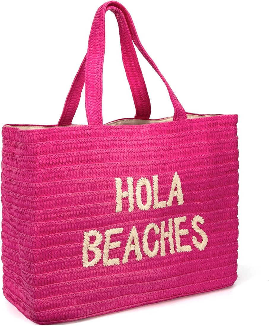 Hello Beaches A Packable Beach Bag | The Straw Beach Tote Bag of 2023 | Beach Bags for Women Vaca... | Amazon (US)