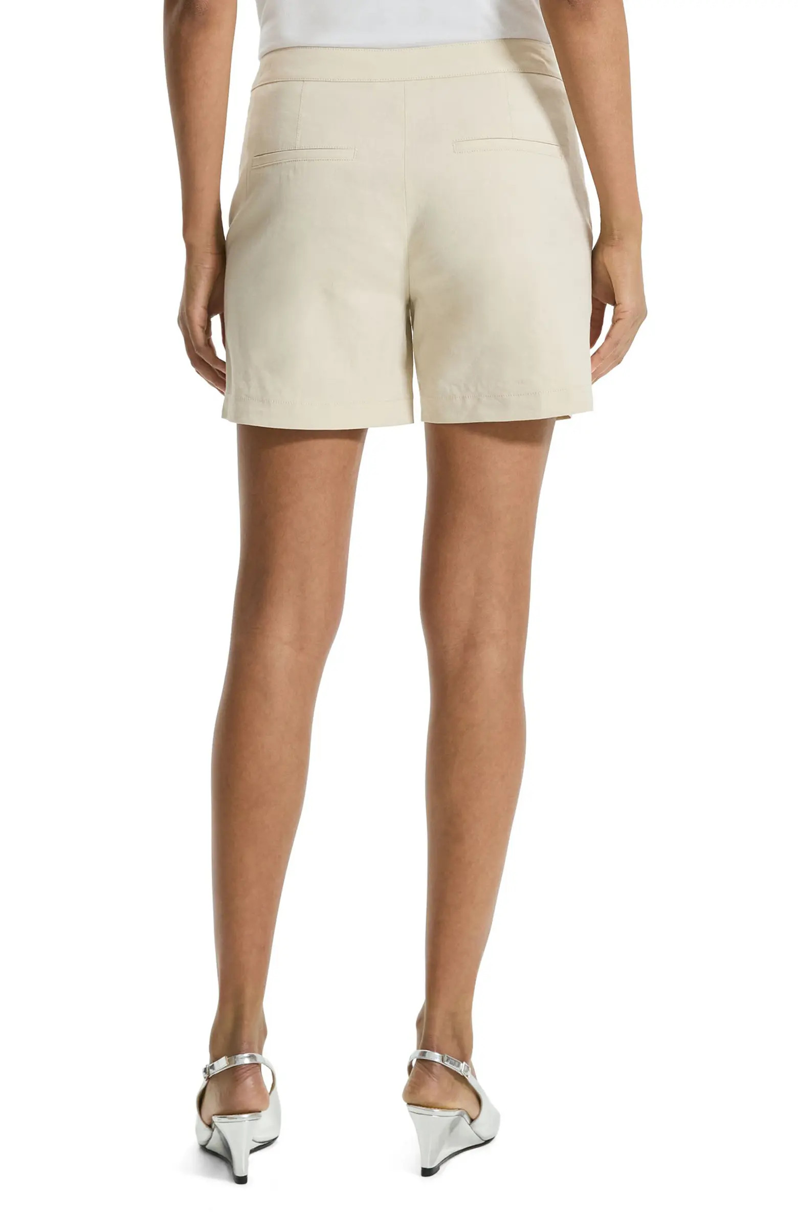 Theory Good Tab Waist Linen Blend Shorts | Nordstrom | Nordstrom