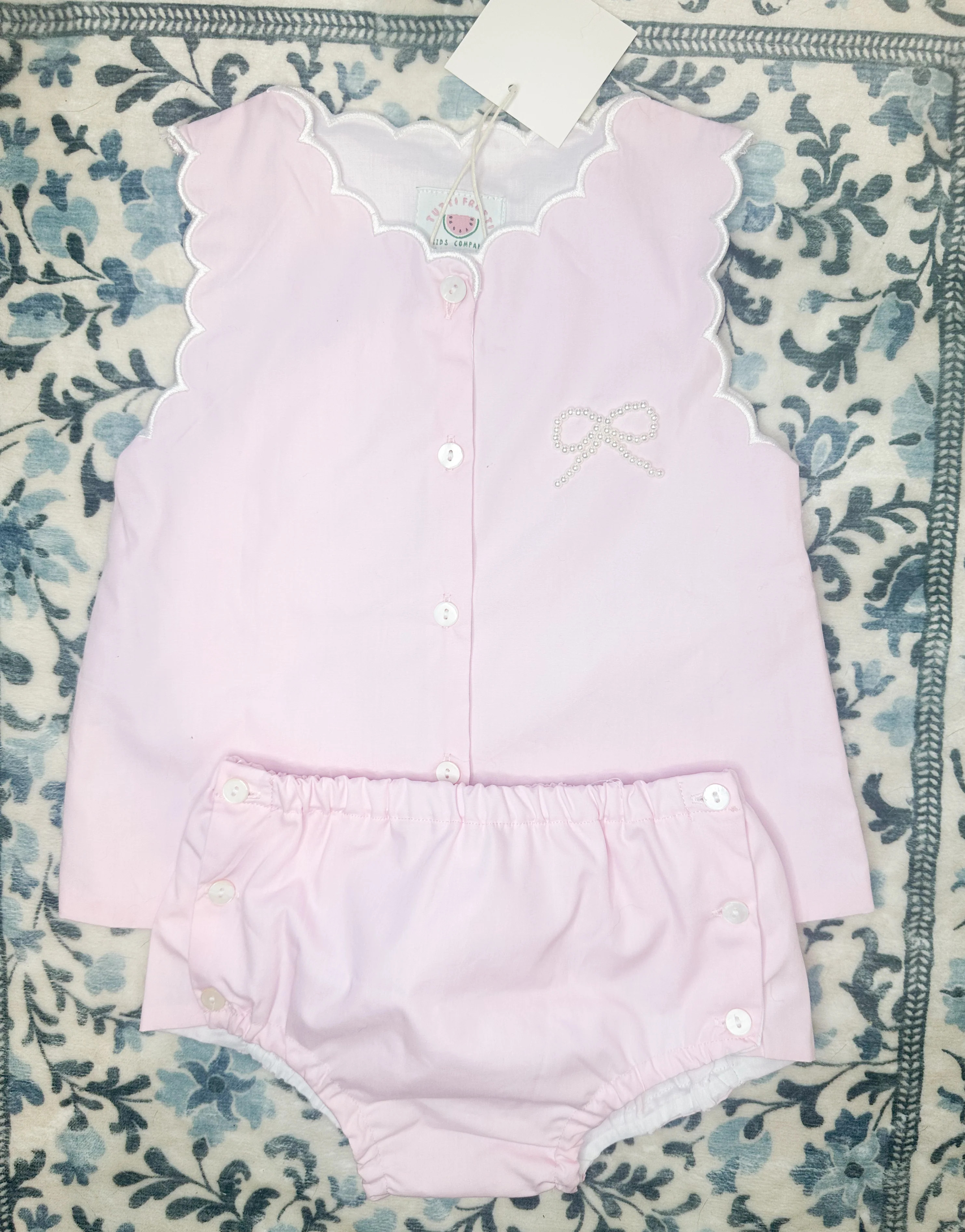 Pretty in Pearls Diaper Set - Baby Girl Spring Outfit | Tutti Frutti | Tutti Frutti Kids Co