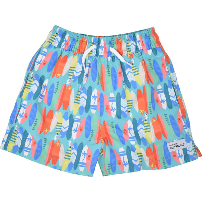 UPF 50+ Wesley Swim Trunks With Mesh Liner, Surfing Safari | Maisonette