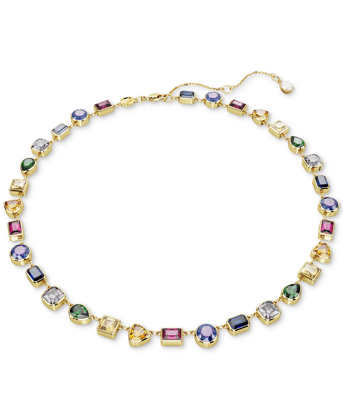 Swarovski Gold-Tone Stilla Multicolor Crystal All Around Necklace, 15" + 2-3/4" extender - Multicolored | Macy's