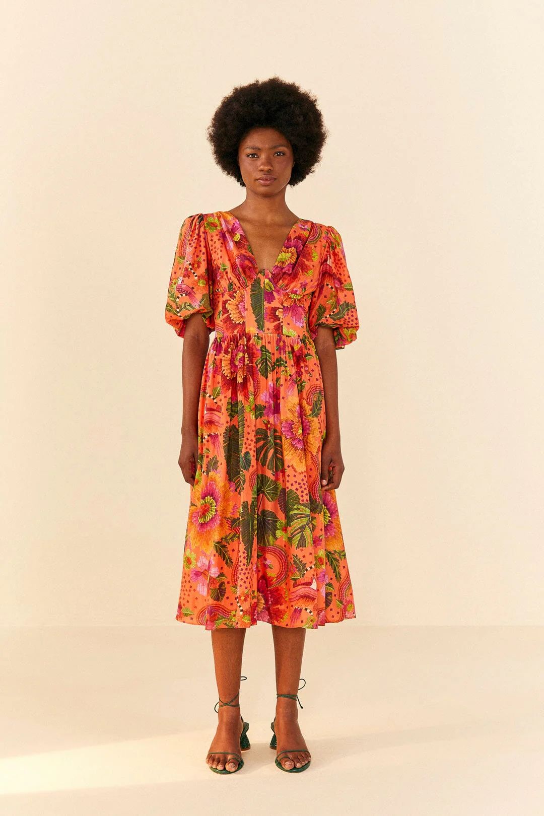 Orange Blooming Garden Midi Dress | FarmRio