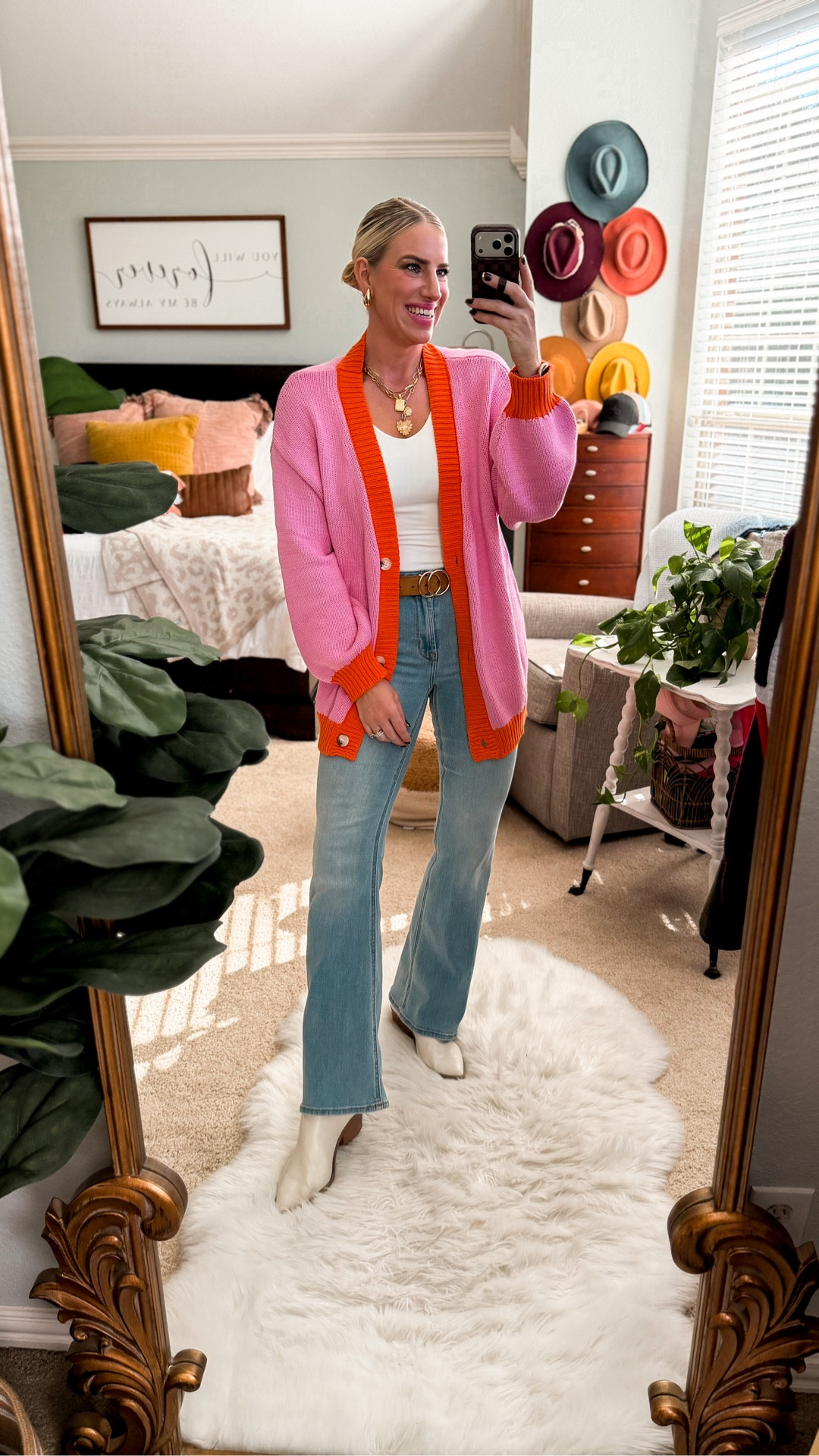 Cutie Colorblock cardigan for fall 
Super cute for a cozy Thanksgiving look 👀 Sized up for oversized fit but fits tts —booty coverage and comes in other colors 

#LTKFindsUnder50 #LTKOver40 #LTKStyleTip