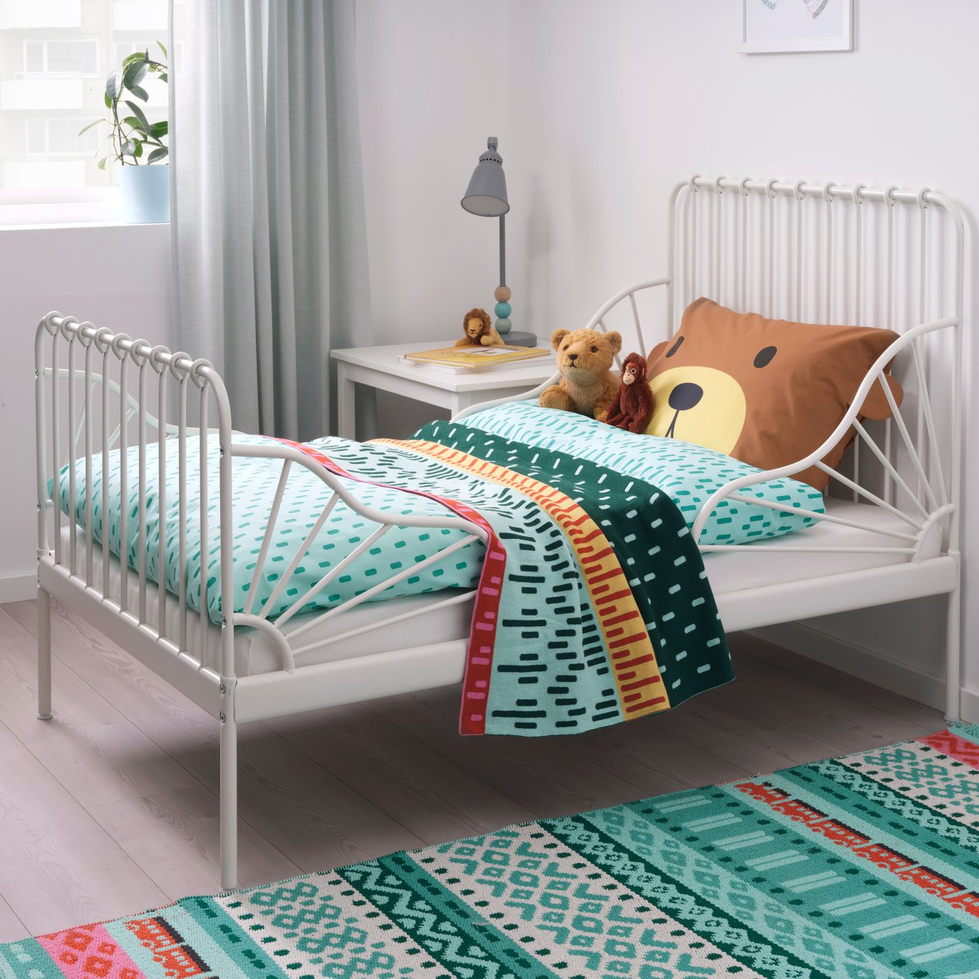 IKEA MINNEN ext bed frame with slatted bed base, white, 38 1/4x74 3/4 | IKEA US