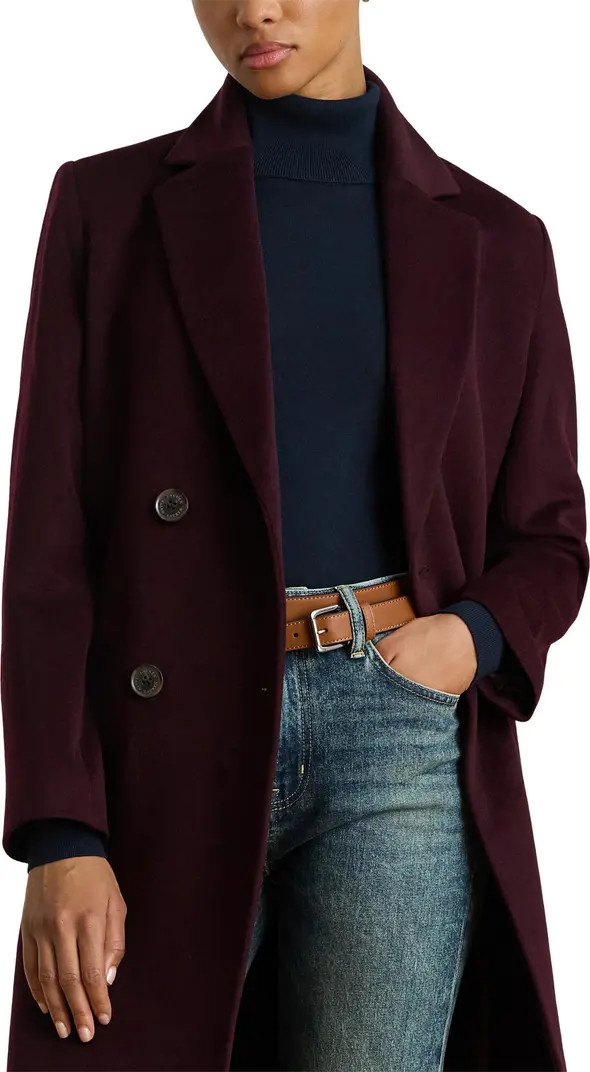 Lauren Ralph Lauren Double Breasted Wool Blend Reefer Coat | Nordstrom | Nordstrom