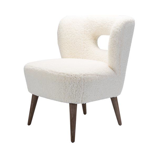 14 Karat Home Sherpa Wingback Chair with Open Back & Wooden Legs, Upholstered Lamb Armless Slippe... | Walmart (US)