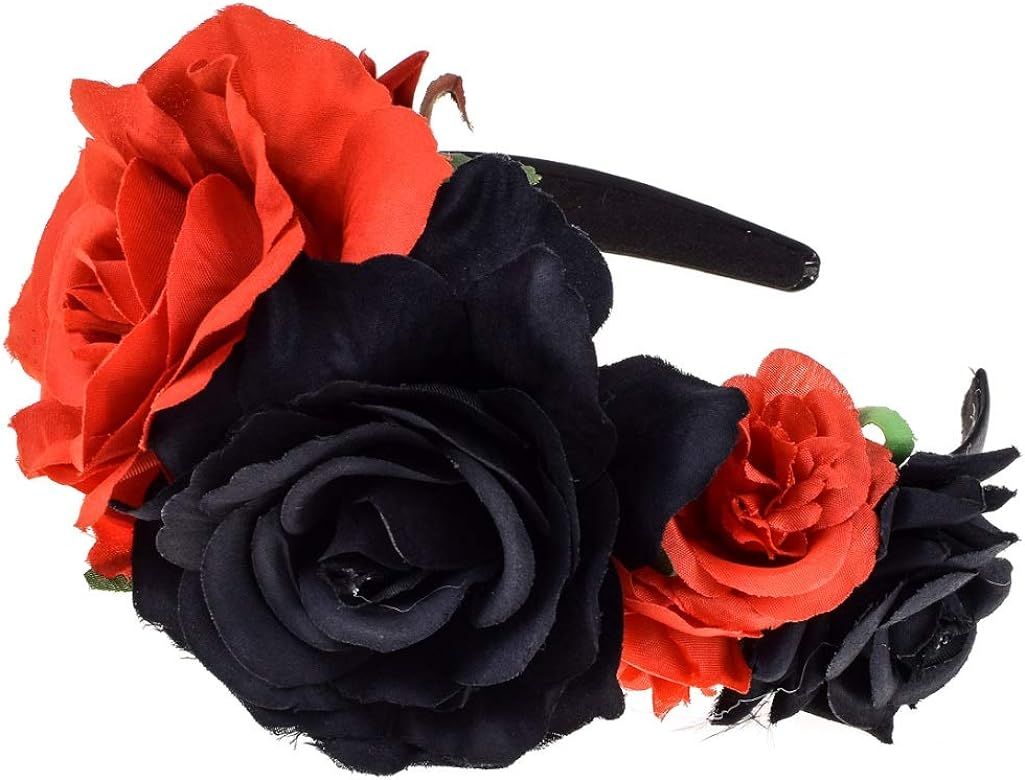 Rose Flower Headband Floral Crown Day Of The Dead Headpiece | Amazon (US)
