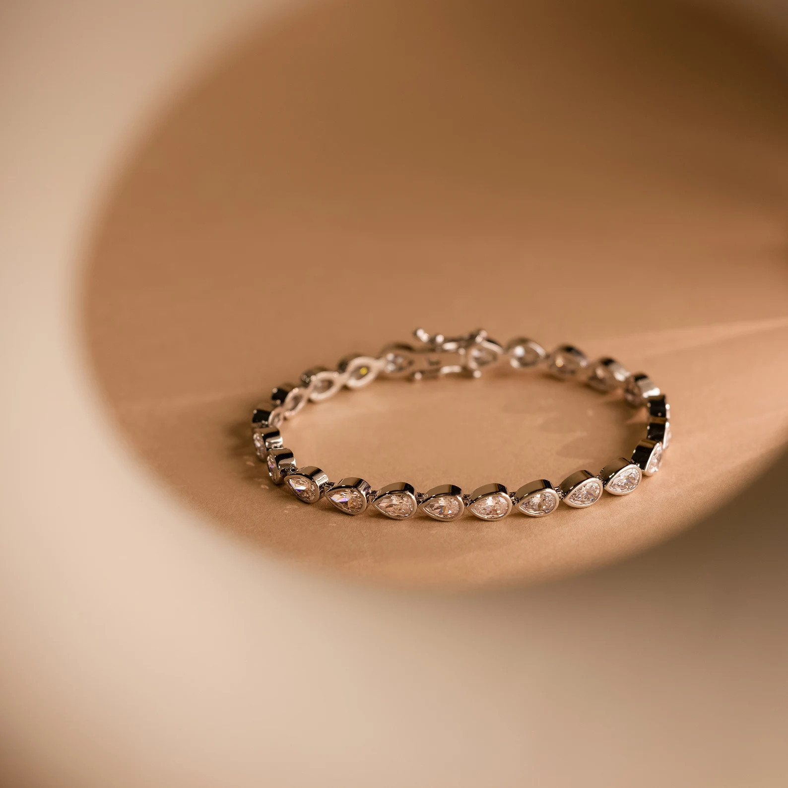 Pear Diamond Tennis Bracelet by Caitlyn Minimalist • Stackable Teardrop Birthstone Bracelet •... | Etsy (US)