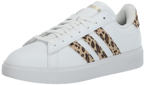 adidas Women's Grand Court 2.0 Sneaker, Off White/Magic Beige/Matte Gold, 5 | Amazon (US)