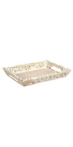 Decorative Wood Serving Tray w/ Handles (Whitewash) - “Wisteria” Large Rustic Farmhouse Trays... | Amazon (US)
