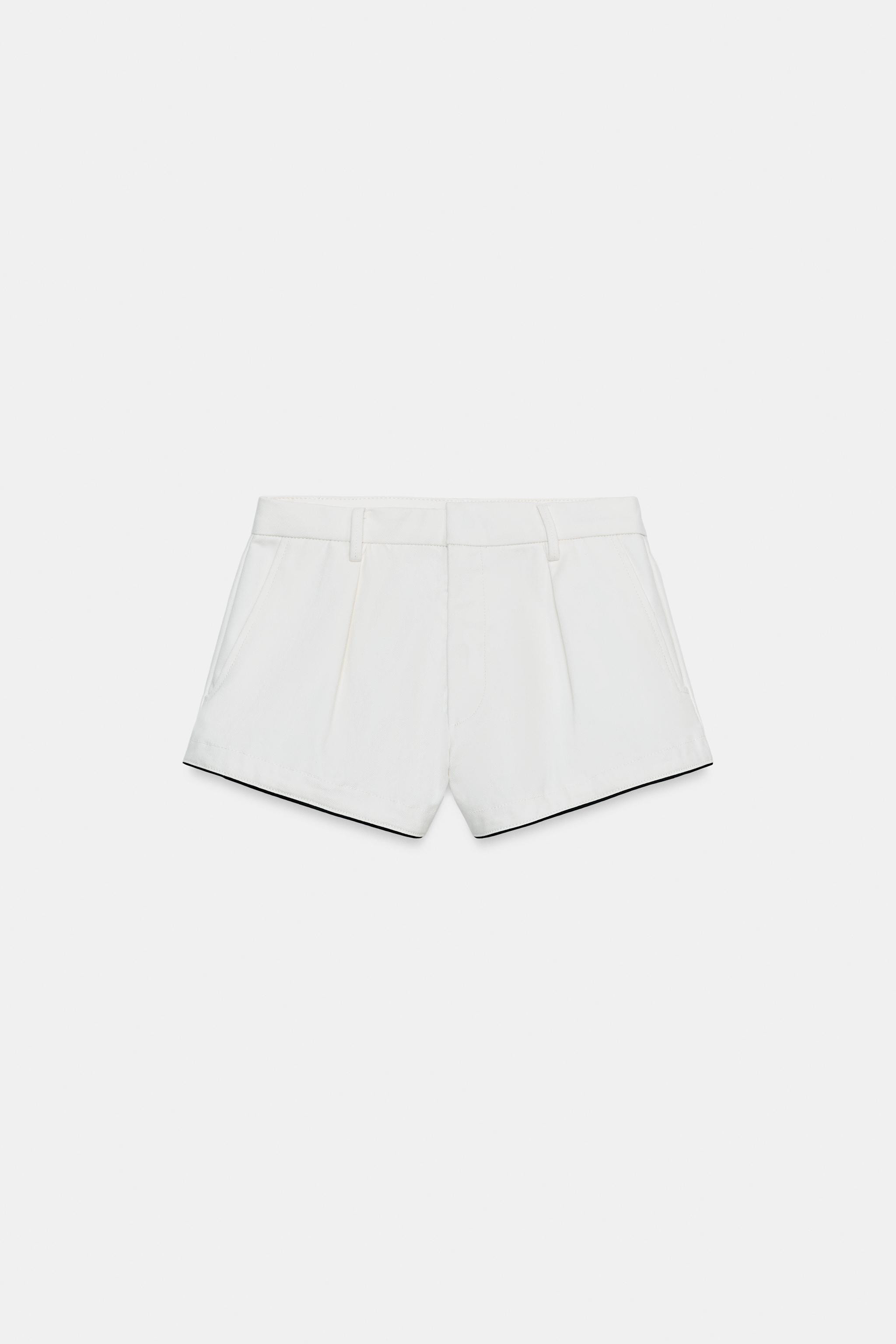 ZW COLLECTION PLEATED DENIM SHORTS | Zara US