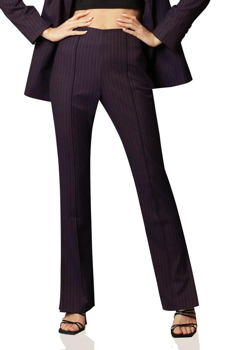 Pinstripe Slim Fit Split Hem Flare Pants | Nordstrom