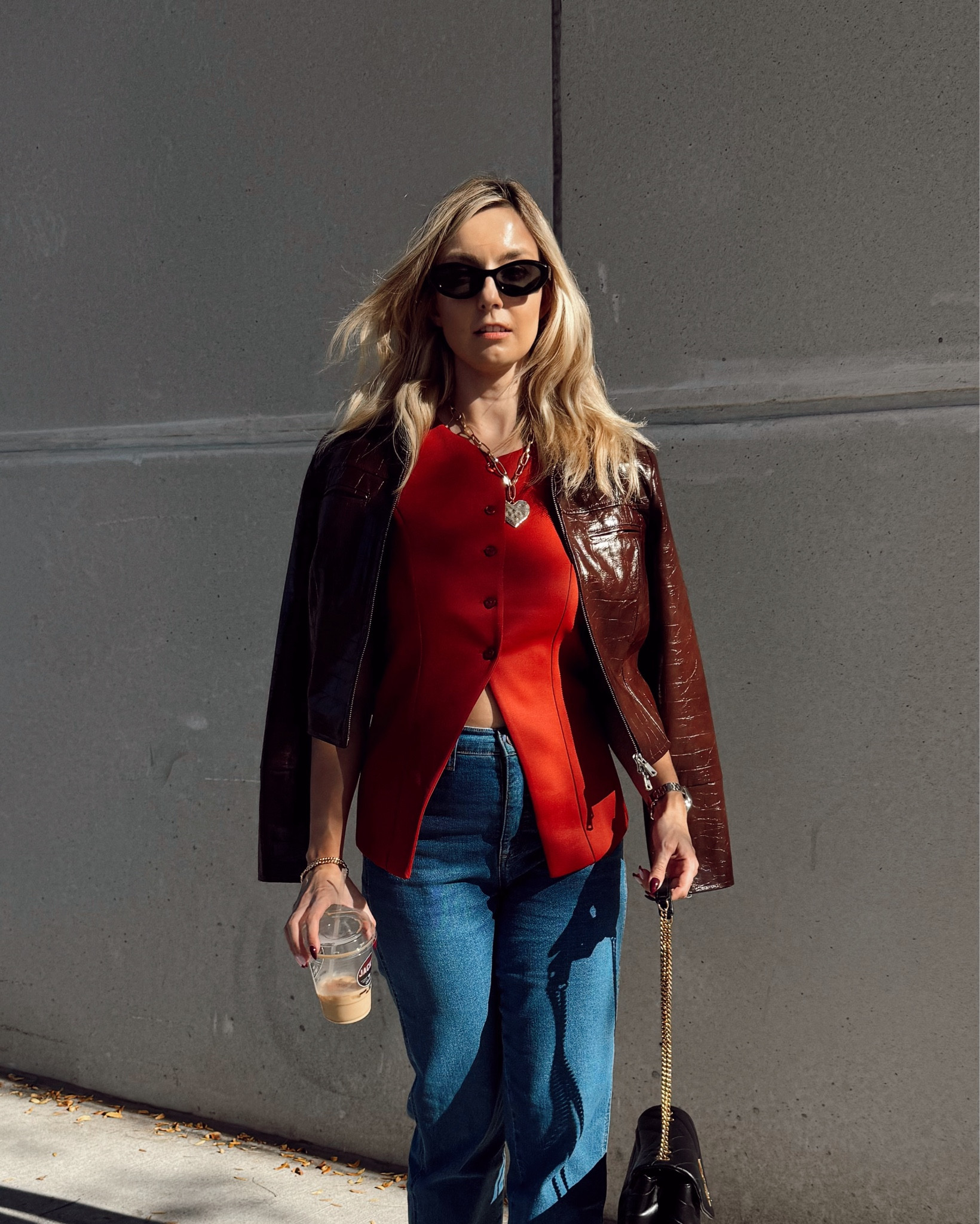 Easy fall outfit idea:
red vest - size small 
straight leg jeans in retro wash color - size 2
Brown leather jacket - size small 
Pearl ballerinas - true to size

Fall trend, New York outfit, autumn outfit, fall jacket, fall shoes, #styletip, #seasonal,  autumn 2024, business casual, Walmart fashion, ballet flats, leather jacket outfit

#LTKStyleTip #LTKCyberWeek #LTKWorkwear