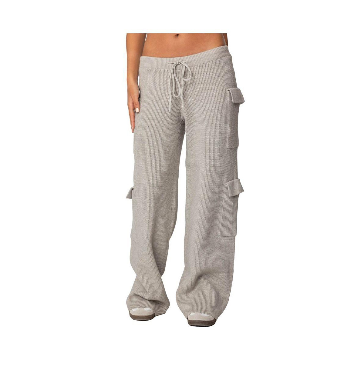 Edikted Women's Wynter Knit Cargo Pants - Gray-melange | Macy's