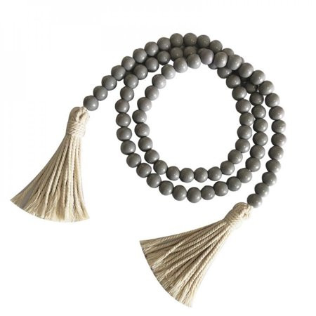 Wood Bead Garlands with Tassels Handmade Boho Farmhouse Rustic Country Wall Hanging Decor Prayer Bea | Walmart (US)