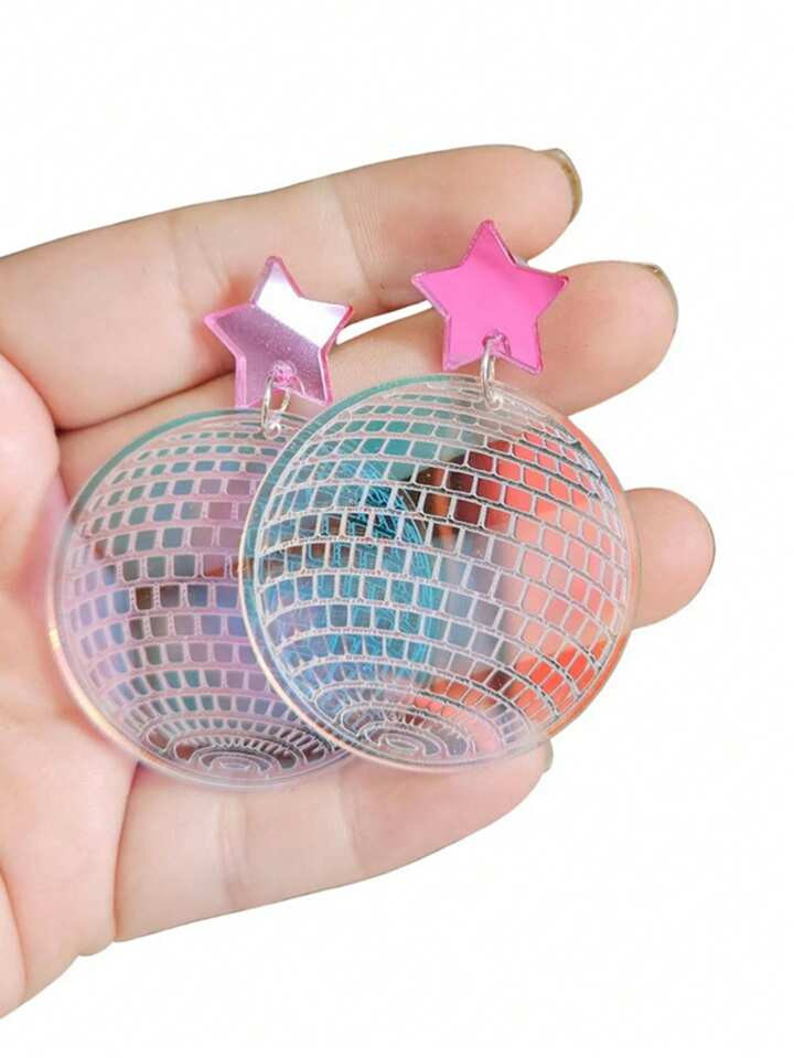 2pcs/Set European And American Style Acrylic Pentagram Shaped Colorful Mirror Surface Disco Ball ... | SHEIN