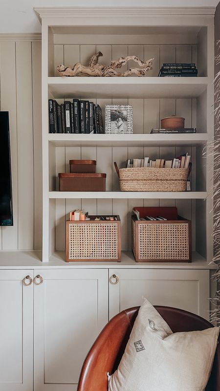 Bookshelf, rattan boxes, shelf styling, decorative boxes, cane boxes, storage and organization, pottery barn, target, Amazon home 

#LTKhome