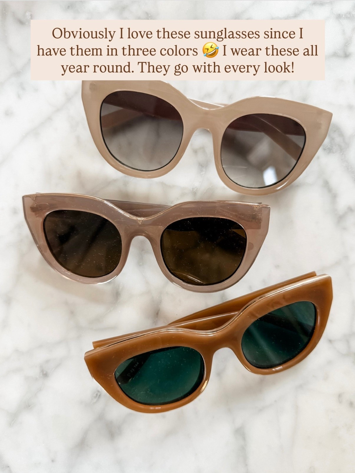 My favorite sunglasses! The perfect neutral pair that goes with everything & that you can wear all year round!

Loverly Grey, Shopbop, sunglasses, cat eye sunglasses, accessories, neutral sunglasses 

#LTKSeasonal