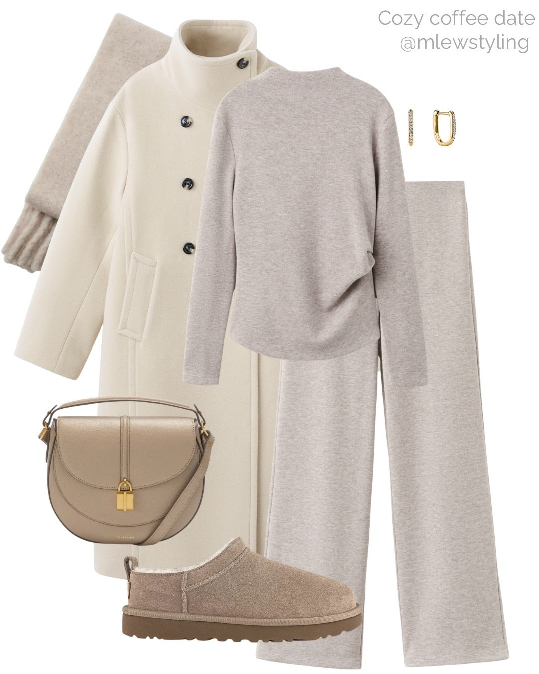 Cozy coffee date outfit ☕️

Tags: mango matching set, winter loungewear, wool coat, DeMellier shoulder bag, micro Uggs, new in Zara wool scarf, Mejuri earrings, weekend outfit, travel look 

#LTKHoliday #LTKTravel #LTKootd