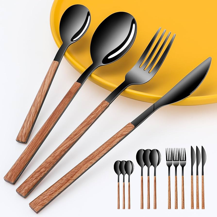 Stainless Steel Flatware Set for 4, Cutlery Utensils Set Include Knives/Forks/Spoons Service for ... | Amazon (US)