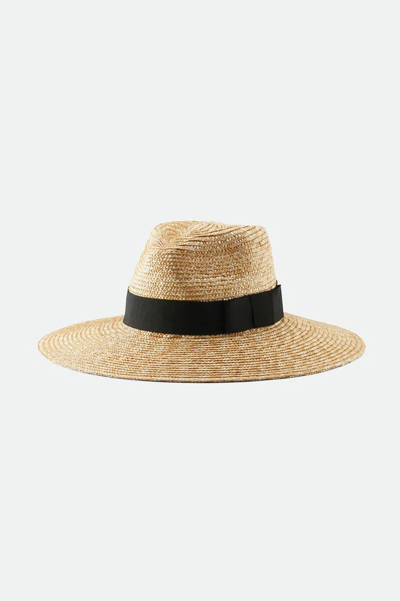 Women's Joanna Wide-Brim Straw Fedora Hat - Honey | Brixton
