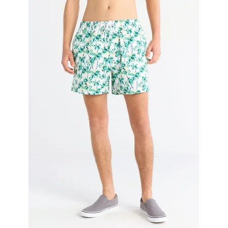 Free Assembly Men's Seersucker Swim Trunks, 5" Inseam, Sizes S-3XL | Walmart (US)