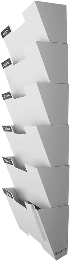 White Wall Mount Hanging File Holder Organizer 6 Pack | Durable Steel Rack, Solid, Sturdy & Wide ... | Amazon (US)