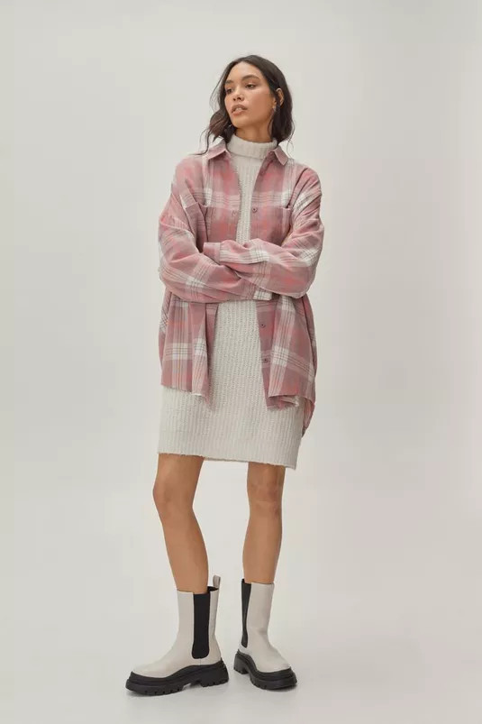 Oversized Long Sleeve Check Shirt | Nasty Gal (US)