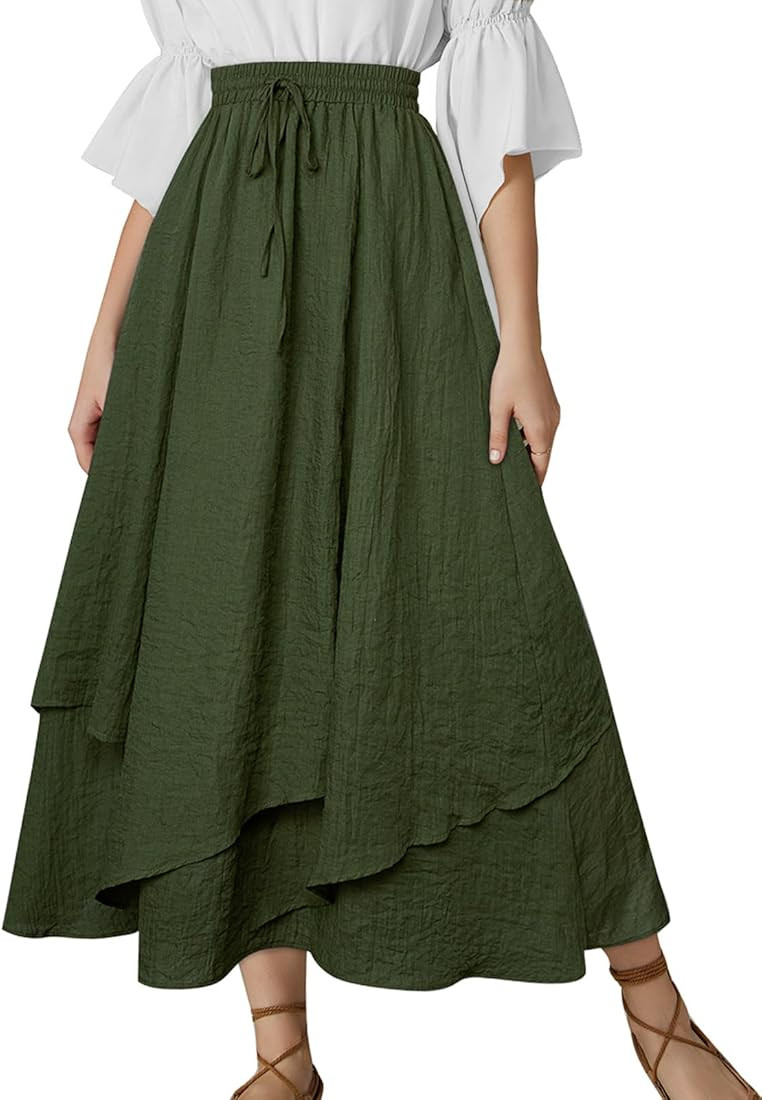 Scarlet Darkness Women Renaissance High Waist Skirt Double Layered Flowy Long Skirts | Amazon (US)
