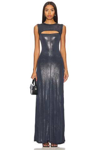 D-vety Dress in Metallic Grey Fall Gown Winter Gown Cocktail Party Dress Birthday Party Outfit Ideas | Revolve Clothing (Global)