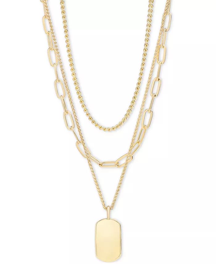 Gold-Tone 3-Row Chain Pendant Necklace, 16" to 19" + 2" extender, Created for Macy's | Macy's
