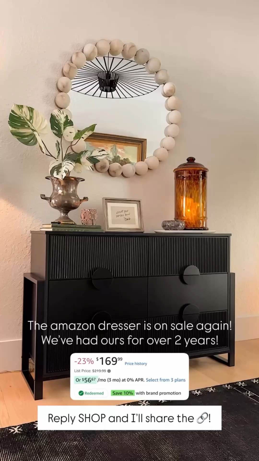 The amazon dresser is on sale again! We’ve had ours for over 2 years!  Reply SHOP and I’ll share the 🔗!