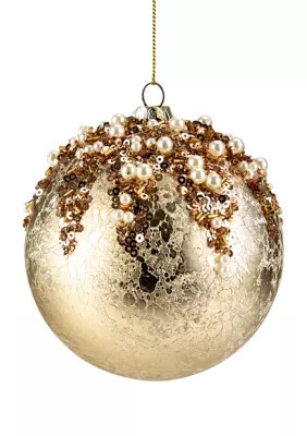 Northlight 4Inch Gold Mercury with Beads Shatterproof Christmas Ball Ornament | Belk