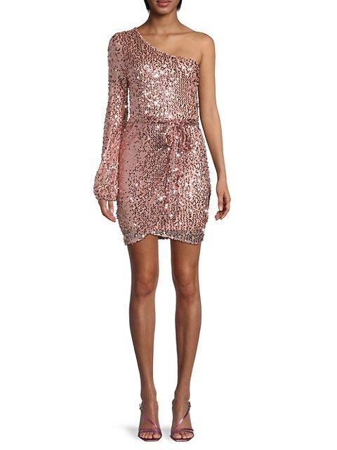 Bebe One-Shoulder Sequin Wrap Dress on SALE | Saks OFF 5TH | Saks Fifth Avenue OFF 5TH
