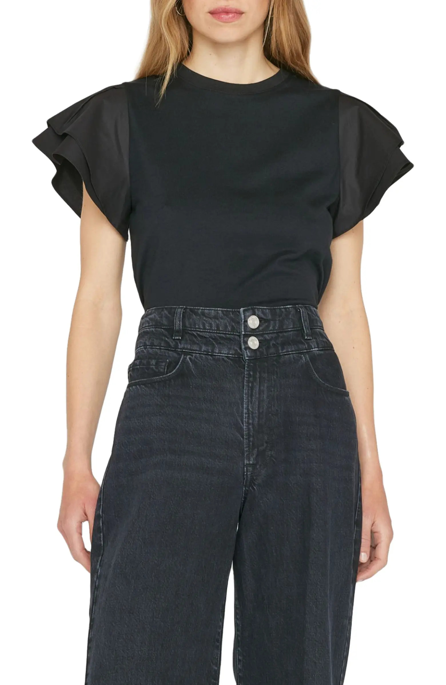 Flutter Sleeve Organic Cotton T-ShirtFRAME | Nordstrom