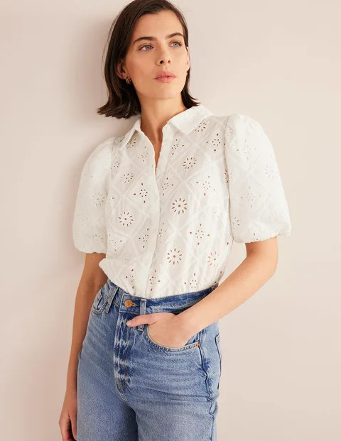 Broderie Puff Sleeve Shirt | Boden (UK & IE)