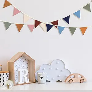 17 ft Pennant Banner Flags, 2 Pcs Nursery Garland Triangle Bunting Flag Double Side Baby Banner f... | Amazon (US)