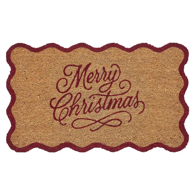 MTH Merry Christmas Scallop Outdoor Coir Mat, 30" x 48" | Walmart (US)