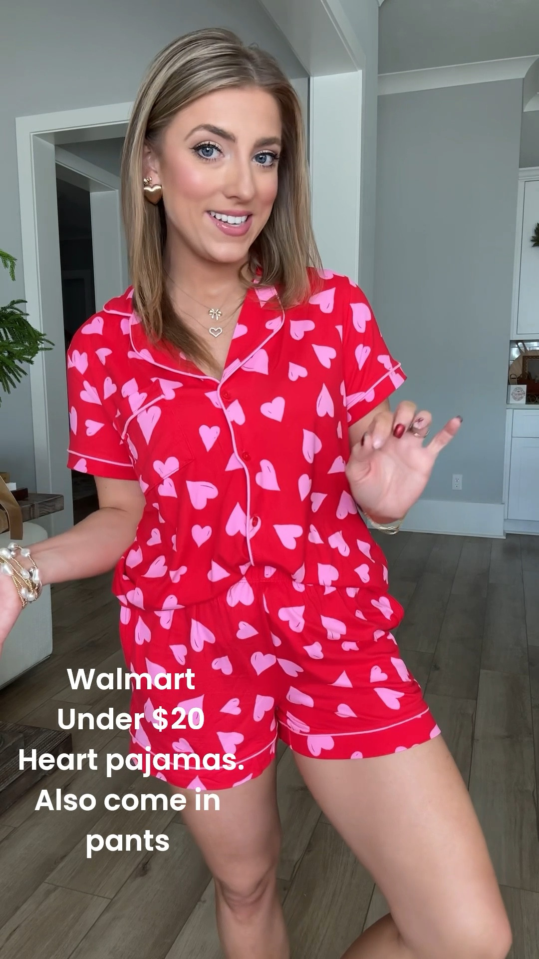 Heart pajamas, but make them affordable ❤️
This under $20 Walmart heart pajama set is such a good find and SO comfy. The lightweight, soft fabric feels amazing and the classic button-front top with matching shorts makes it perfect for sleeping, lounging, or Valentine’s Day mornings at home.

Even better — this Walmart pajama set also comes in a pants style, so you can choose shorts or full-length depending on your preference. Cute, cozy, and budget-friendly is always a win.

✨ Details:
• Walmart heart pajama set – under $20
• Soft, breathable fabric
• Button-front short sleeve top + matching shorts
• Also available in a pants version
• Perfect for Valentine’s Day, gifting, or everyday sleepwear

Linked in LTK so you can shop both styles 🛒

#WalmartPajamas #WalmartFinds #AffordableSleepwear #HeartPajamas #ValentinesPajamas #Under20Finds #WalmartFashion #CozyStyle #LTKFinds #BudgetFriendly