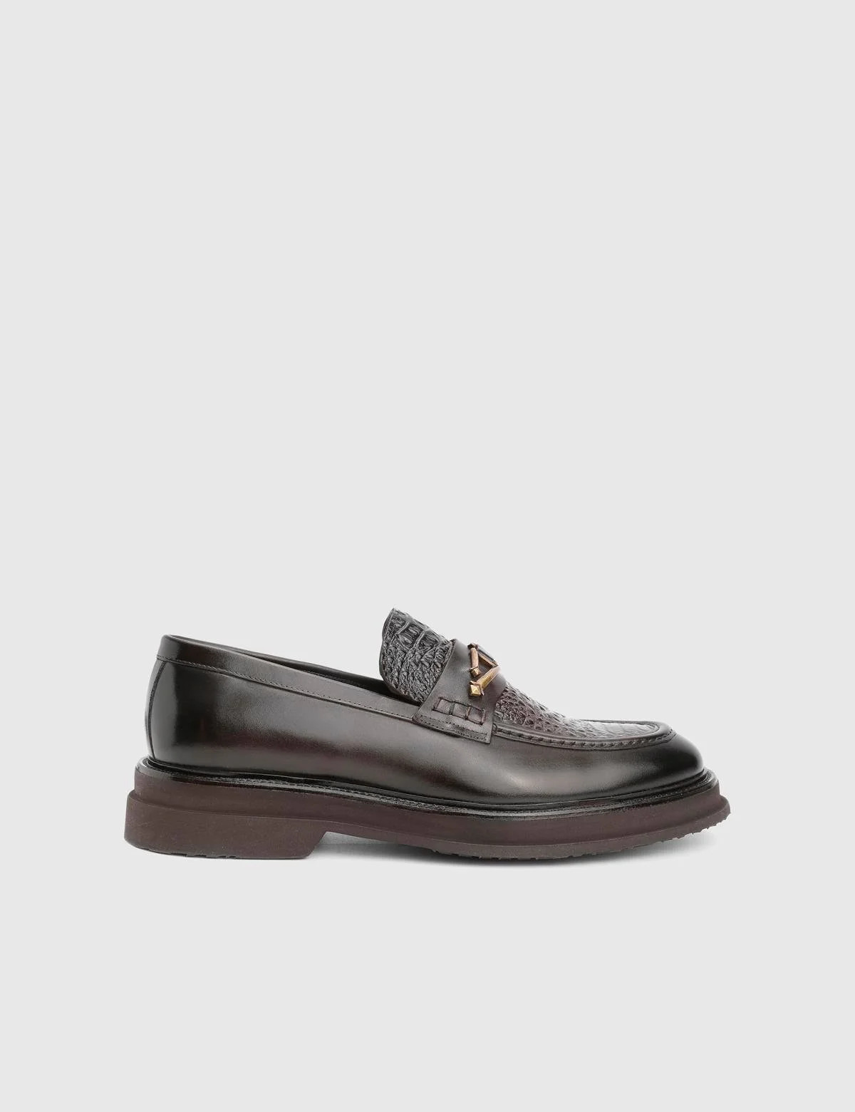 Lufin Brown Leather Crocodile Men's Loafer | ILVI