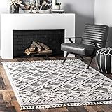nuLOOM Ansley Moroccan Lattice Tassel Area Rug, 5' 3" x 7' 7", Grey | Amazon (US)