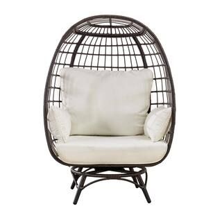 Sunjoy Dru Brown Swivel Wicker Egg Cuddle Outdoor Lounge Chair A207000700 - The Home Depot | The Home Depot