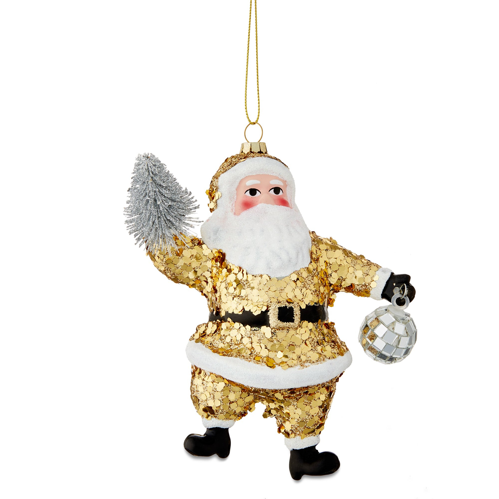 Gold Glitter Santa Claus Christmas Ornament, by Holiday Time | Walmart (US)