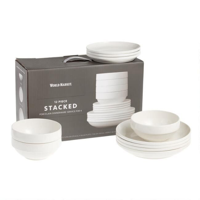 Ceramic Stacked 12 Piece Dinnerware Set | World Market