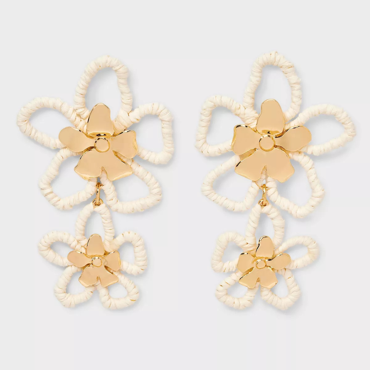 Raffia Flower Drop Earrings - A New Day™ White | Target