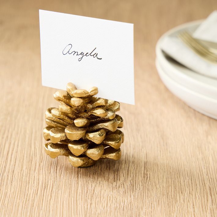 Forest Shine Metal Pinecone Placecard Holders | West Elm (US)